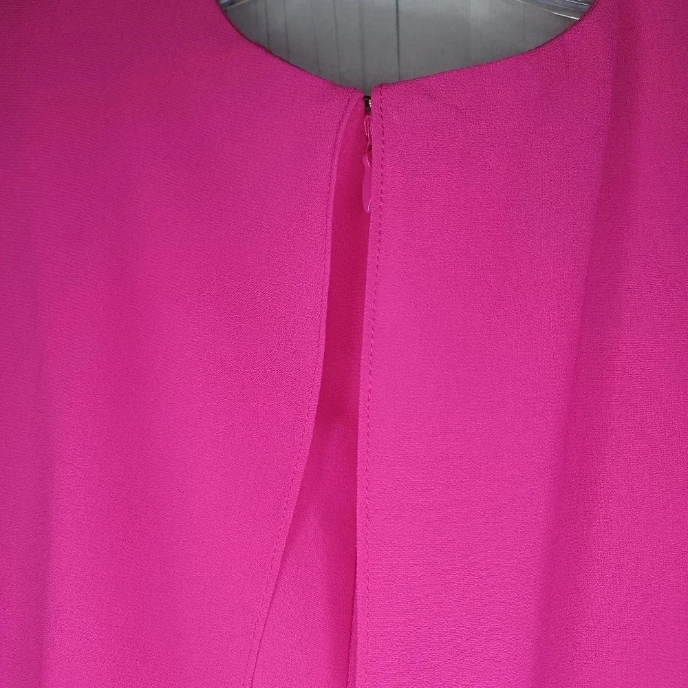 Vince Camuto Hot Pink layered drape chiffon boho flowy Flounce dress size 8 - Picture 10 of 15